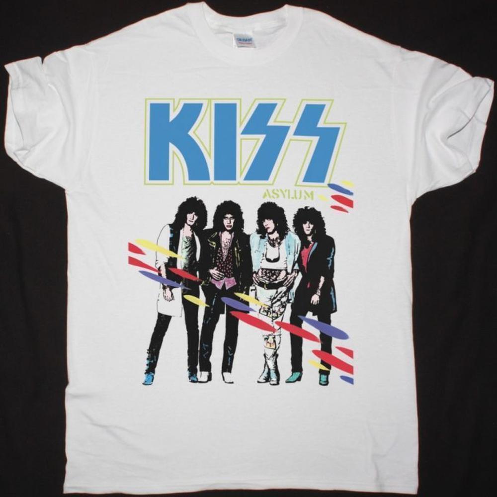 Kiss Asylum Band 1985 Retro Rock New White Concert T-Shirt
